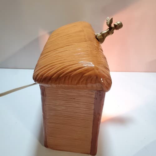 Vintage 1979 Doc Holliday Ceramic Molds Nativity Lighted Stable w/ Plastic Angel - Thumbnail 3