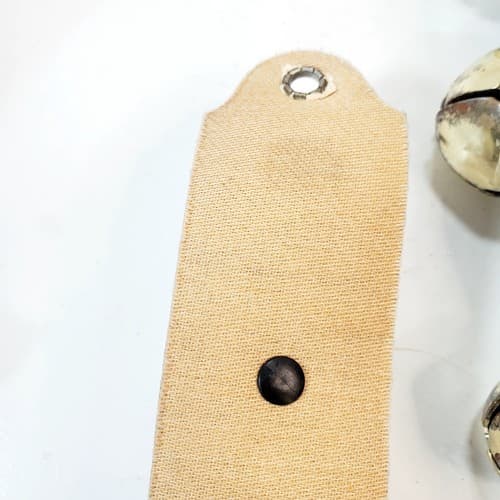 Hanging 29 inch Sleigh Bell Faux Leather Strap with 10 Gold Tone Bells - Thumbnail 4