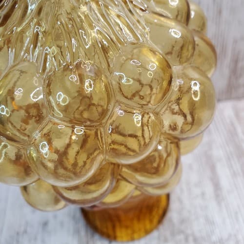 Vintage Chianti Raspollini Amber Glass Grape Bottle Vase Italy No Stopper - Thumbnail 3