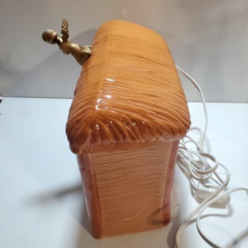 Vintage 1979 Doc Holliday Ceramic Molds Nativity Lighted Stable w/ Plastic Angel - Thumbnail 5
