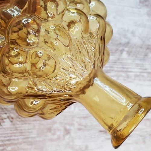 Vintage Chianti Raspollini Amber Glass Grape Bottle Vase Italy No Stopper - Thumbnail 6