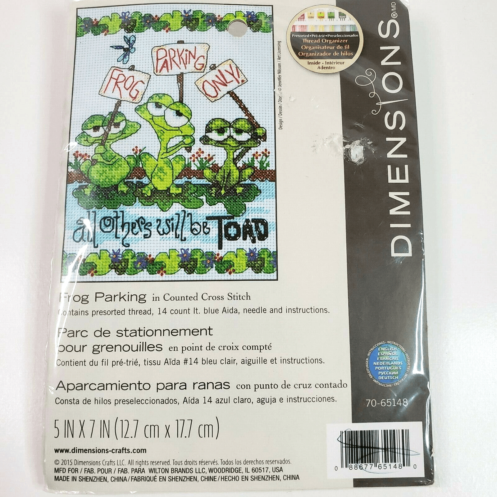 Dimensions Counted Cross Stitch Kit - Frog Parking - 5" x 7" includes thread