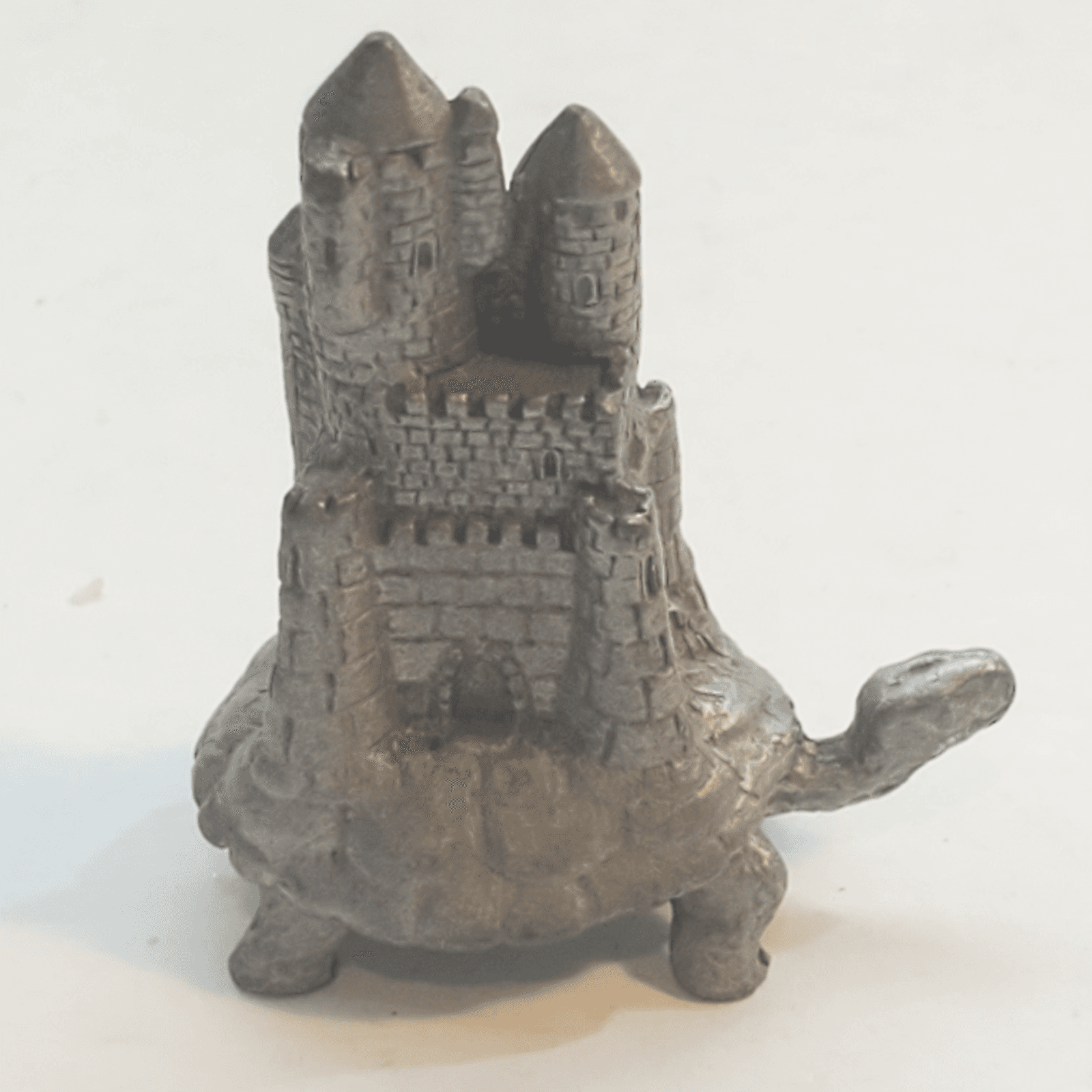 Vtg Partha Pewter Miniature Turtle Tortoise with Castle on it's Back Figurine - Thumbnail 3