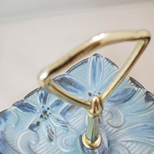 Vintage Haeger Pottery Blue Gray Floral Tidbit Tray Tropical Serving Dish Bowl - Thumbnail 7