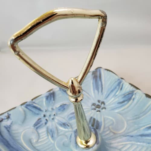 Vintage Haeger Pottery Blue Gray Floral Tidbit Tray Tropical Serving Dish Bowl - Thumbnail 6