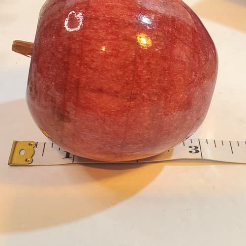 Vtg Alabaster Stone Red Apple Fruit W/ Wood Stem Paperweight Flat Bottom 1.3 LB - Thumbnail 5