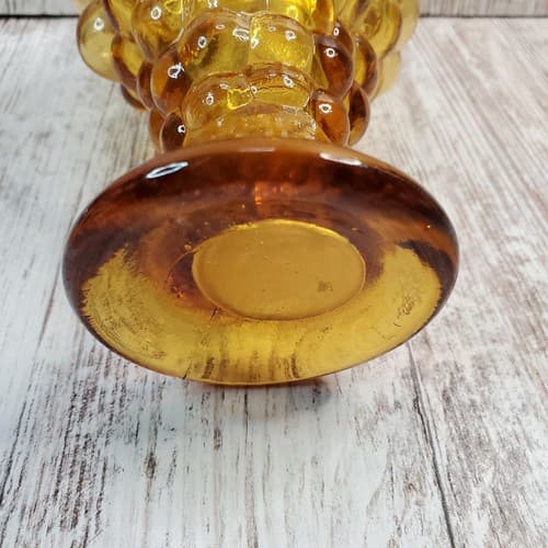 Vintage Chianti Raspollini Amber Glass Grape Bottle Vase Italy No Stopper - Thumbnail 5