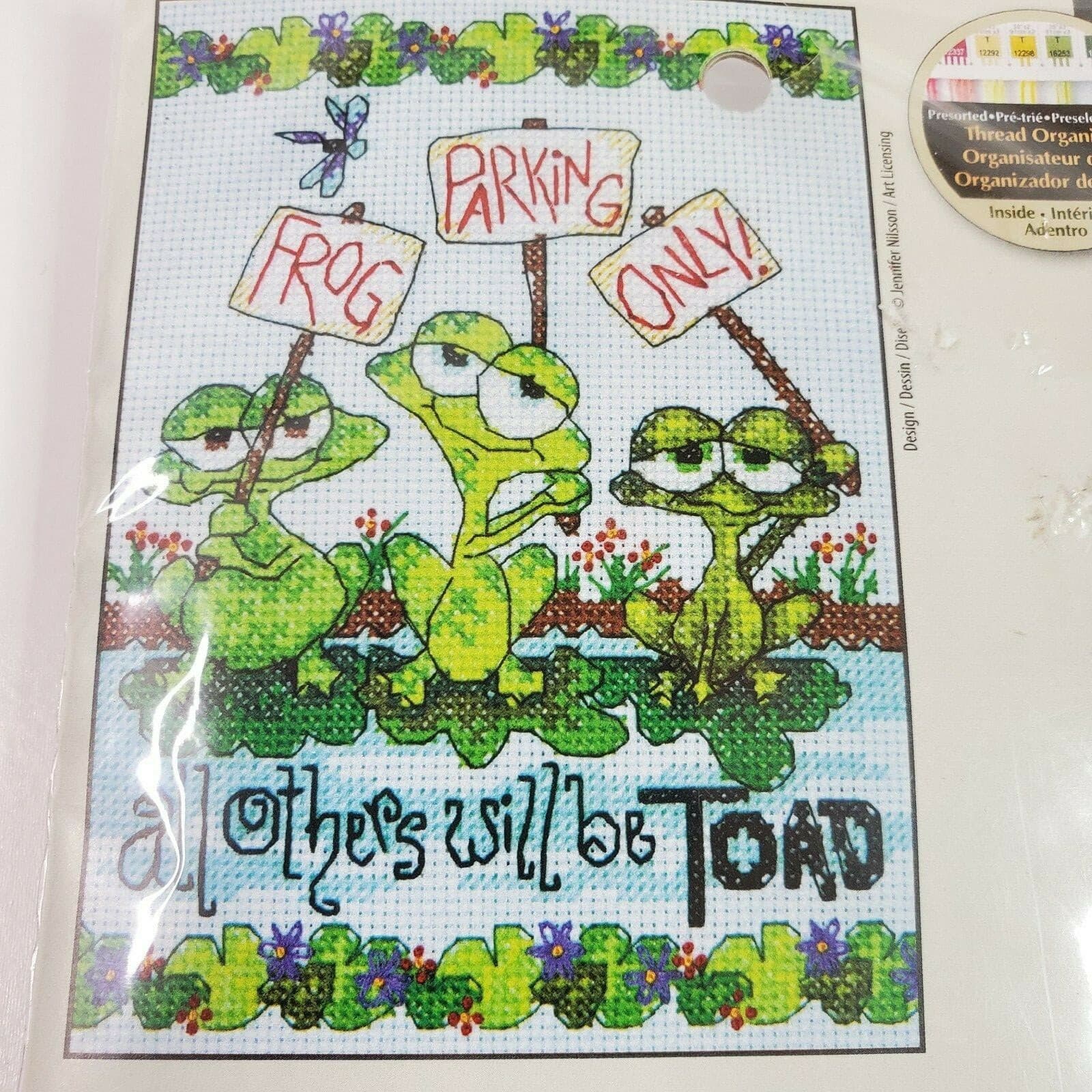 Dimensions Counted Cross Stitch Kit - Frog Parking - 5" x 7" includes thread - Thumbnail 2
