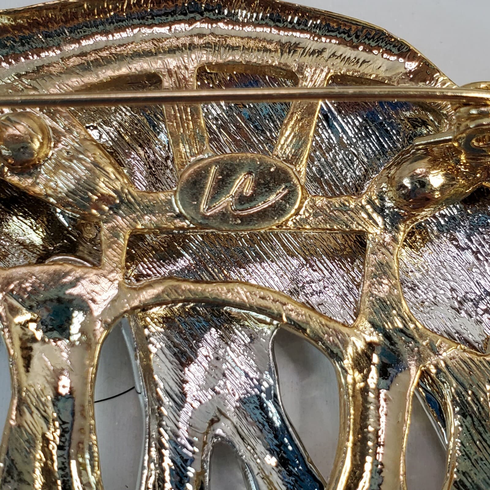 Liz Claiborne Figural Silver & Gold Tone Two Tone Double Elephant Pin Brooch - Thumbnail 3