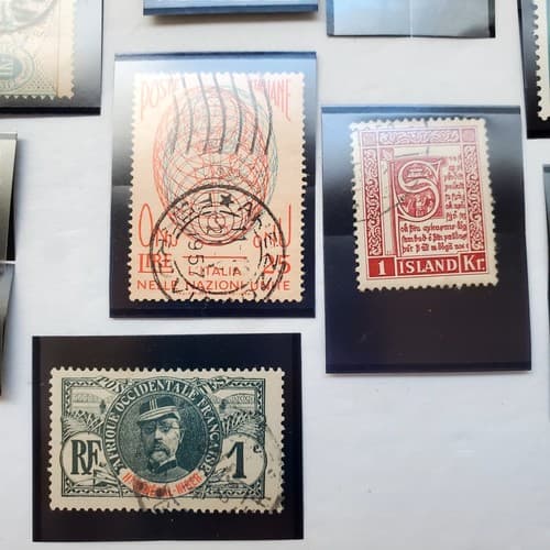 Various Worldwide Foreign Postage Stamps Lot Of 20 w/ Black Split Mounts S110 - Thumbnail 7