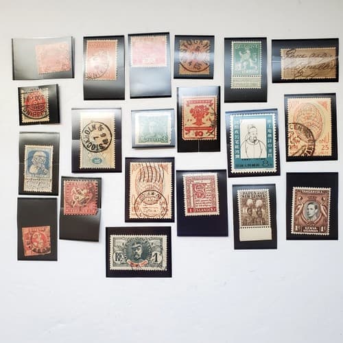 Various Worldwide Foreign Postage Stamps Lot Of 20 w/ Black Split Mounts S110