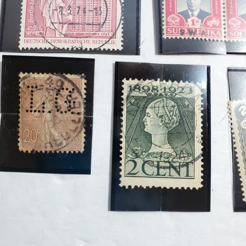 Various Worldwide Foreign Postage Stamps Lot Of 20 w/ Black Split Mounts S113 - Thumbnail 9