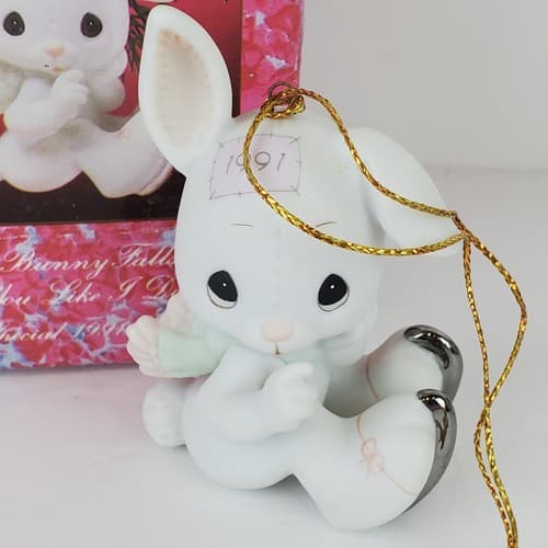 Vtg 1991 Precious Moments Sno-Bunny Falls For You Like I Do Ornament #520438 - Thumbnail 2