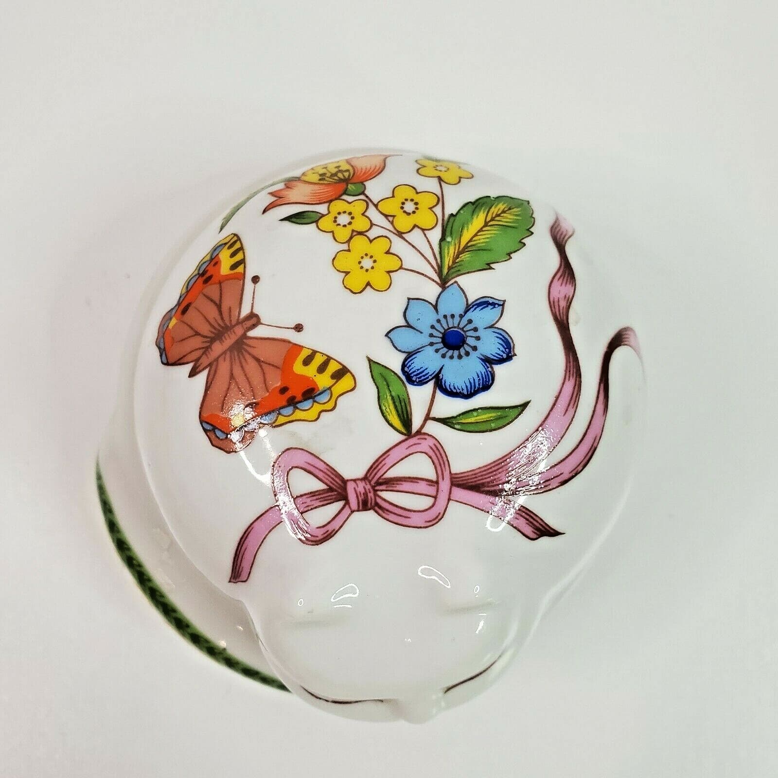 Vtg Prestige MCML XXX Ceramic Sleeping Cat Covered Dish Trinket Jewelry Floral - Thumbnail 2