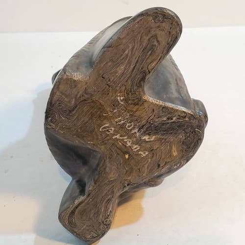 Vtg Signed Thorn Canada Carved Resin or Soapstone Eskimo Inuit Hunter NO SPEAR - Thumbnail 8