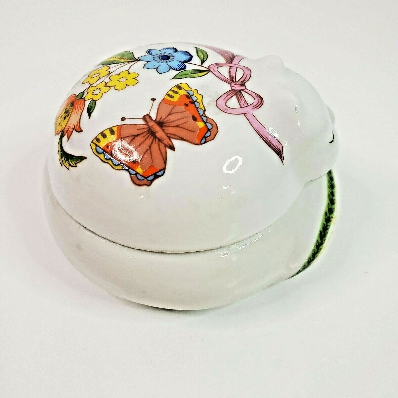 Vtg Prestige MCML XXX Ceramic Sleeping Cat Covered Dish Trinket Jewelry Floral - Thumbnail 3