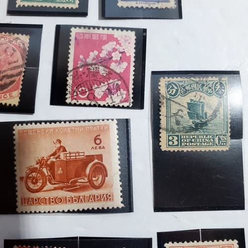 Various Worldwide Foreign Postage Stamps Lot Of 20 w/ Black Split Mounts S113 - Thumbnail 5