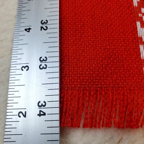 Vintage Linen Woven Textile Red White Hearts Dresser Scarf Table Runner 34x12" - Thumbnail 4
