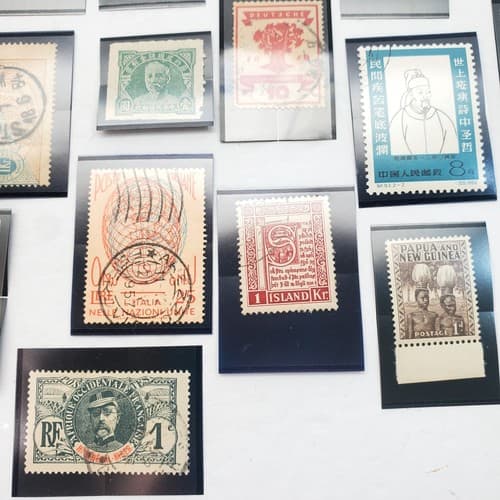 Various Worldwide Foreign Postage Stamps Lot Of 20 w/ Black Split Mounts S110 - Thumbnail 14