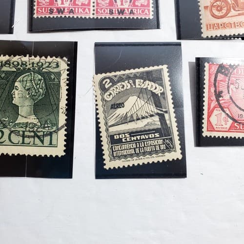Various Worldwide Foreign Postage Stamps Lot Of 20 w/ Black Split Mounts S113 - Thumbnail 10