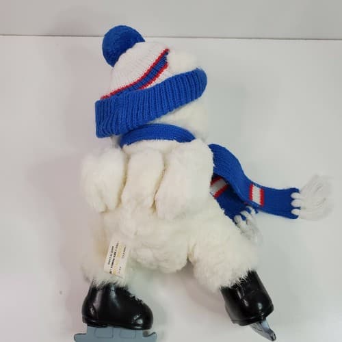 Vintage 1988 HTF Prestige White Ice Skating Bear Arms Behind Baby Plush 10" - Thumbnail 2