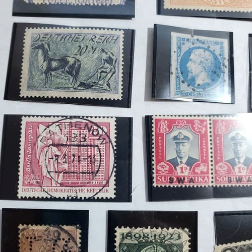 Various Worldwide Foreign Postage Stamps Lot Of 20 w/ Black Split Mounts S113 - Thumbnail 8