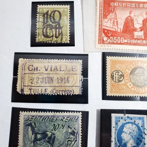 Various Worldwide Foreign Postage Stamps Lot Of 20 w/ Black Split Mounts S113 - Thumbnail 2