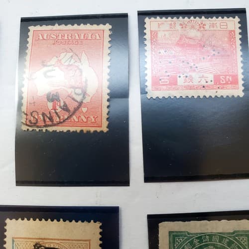 Various Worldwide Foreign Postage Stamps Lot Of 20 w/ Black Split Mounts S110 - Thumbnail 3