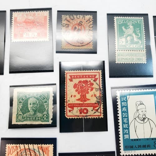 Various Worldwide Foreign Postage Stamps Lot Of 20 w/ Black Split Mounts S110 - Thumbnail 17