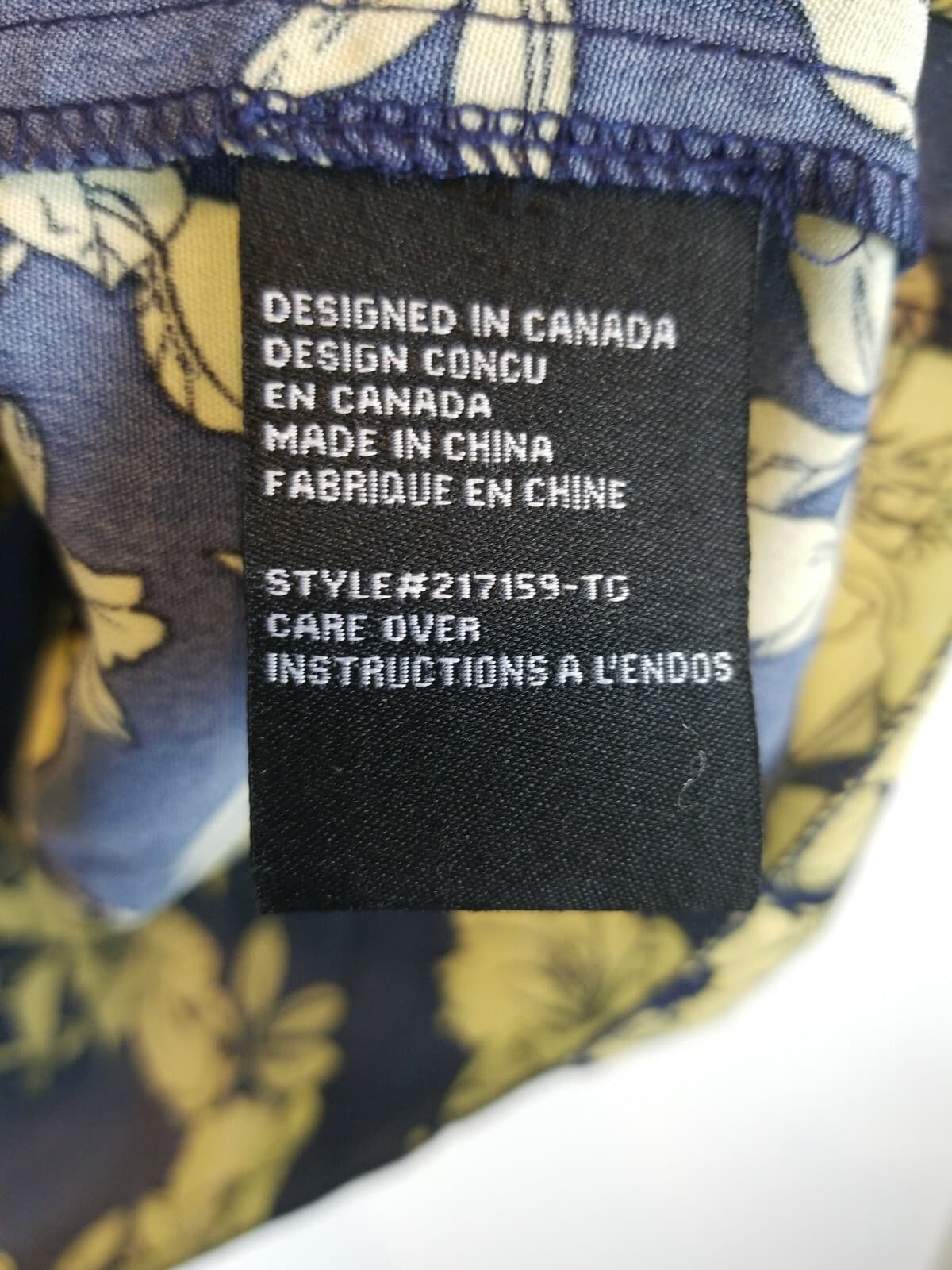 K. by Kersh Navy Gold Floral Blouse Sz L Ruffle Sleeve Tie Neck Poet Sleeve NWT - Thumbnail 10