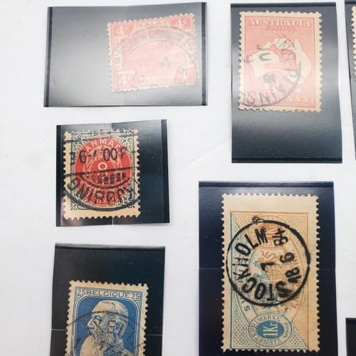 Various Worldwide Foreign Postage Stamps Lot Of 20 w/ Black Split Mounts S110 - Thumbnail 12