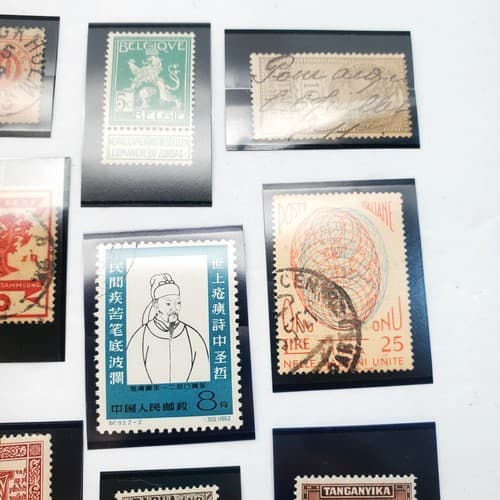 Various Worldwide Foreign Postage Stamps Lot Of 20 w/ Black Split Mounts S110 - Thumbnail 16