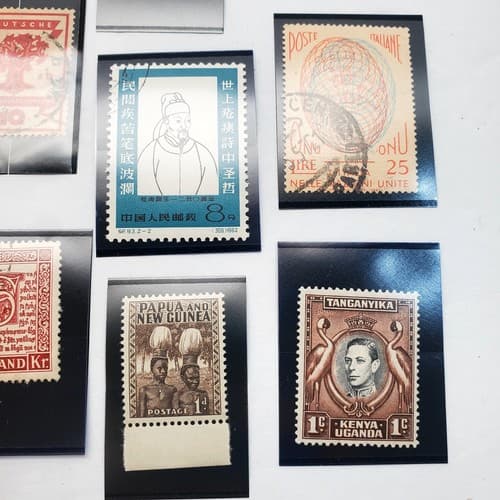 Various Worldwide Foreign Postage Stamps Lot Of 20 w/ Black Split Mounts S110 - Thumbnail 15