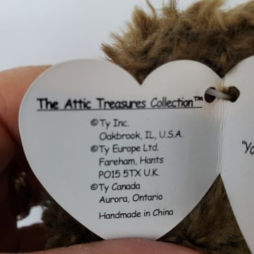 TY Attic Treasures Jointed Teddy Bear Plush Tyrone 1993 Stuffed Animal Toy 12 in - Thumbnail 4