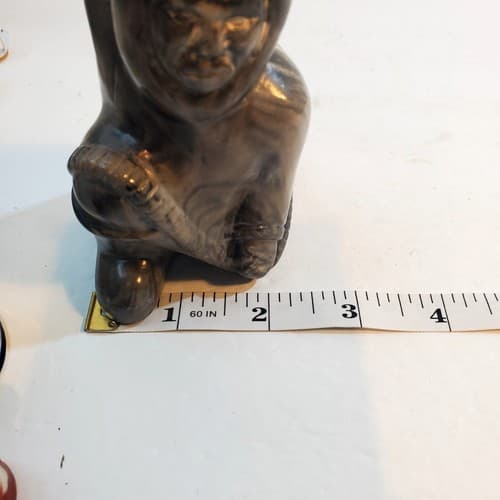 Vtg Signed Thorn Canada Carved Resin or Soapstone Eskimo Inuit Hunter NO SPEAR - Thumbnail 12