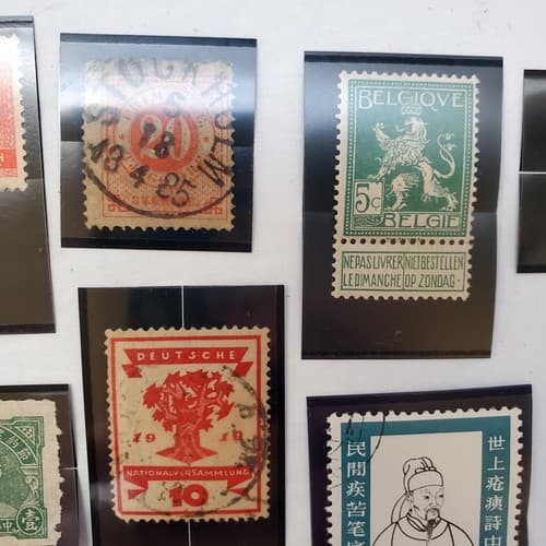 Various Worldwide Foreign Postage Stamps Lot Of 20 w/ Black Split Mounts S110 - Thumbnail 4