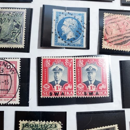 Various Worldwide Foreign Postage Stamps Lot Of 20 w/ Black Split Mounts S113 - Thumbnail 7