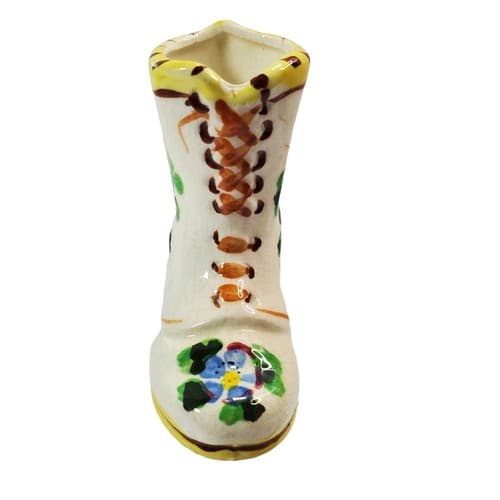 Vintage Boot Figurine Toothpick Holder Hand Painted Made in Japan Blue Flowers - Thumbnail 3