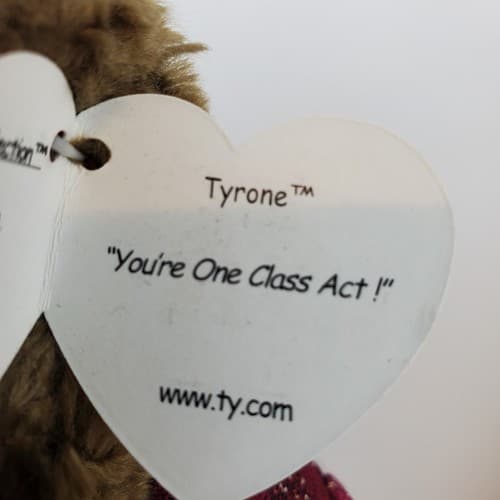 TY Attic Treasures Jointed Teddy Bear Plush Tyrone 1993 Stuffed Animal Toy 12 in - Thumbnail 5