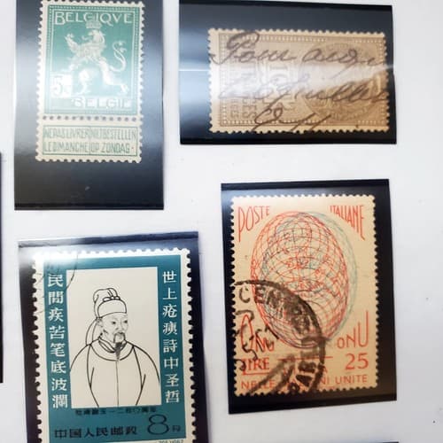 Various Worldwide Foreign Postage Stamps Lot Of 20 w/ Black Split Mounts S110 - Thumbnail 5