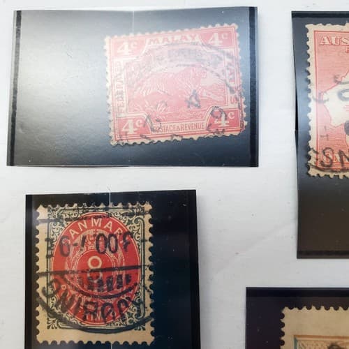 Various Worldwide Foreign Postage Stamps Lot Of 20 w/ Black Split Mounts S110 - Thumbnail 2