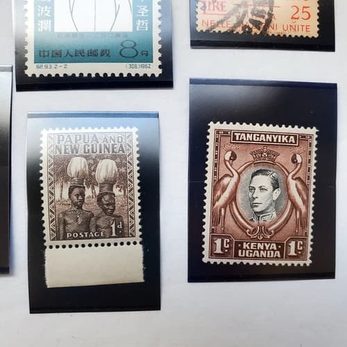 Various Worldwide Foreign Postage Stamps Lot Of 20 w/ Black Split Mounts S110 - Thumbnail 6