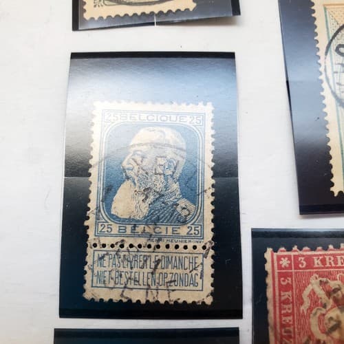 Various Worldwide Foreign Postage Stamps Lot Of 20 w/ Black Split Mounts S110 - Thumbnail 11