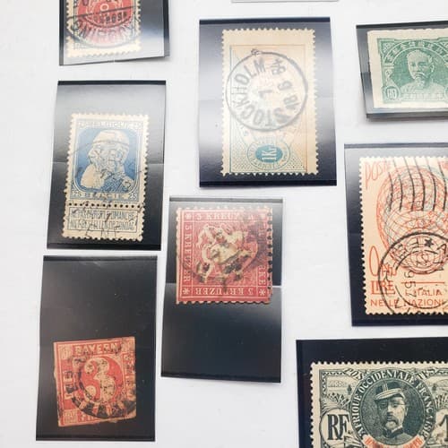 Various Worldwide Foreign Postage Stamps Lot Of 20 w/ Black Split Mounts S110 - Thumbnail 13