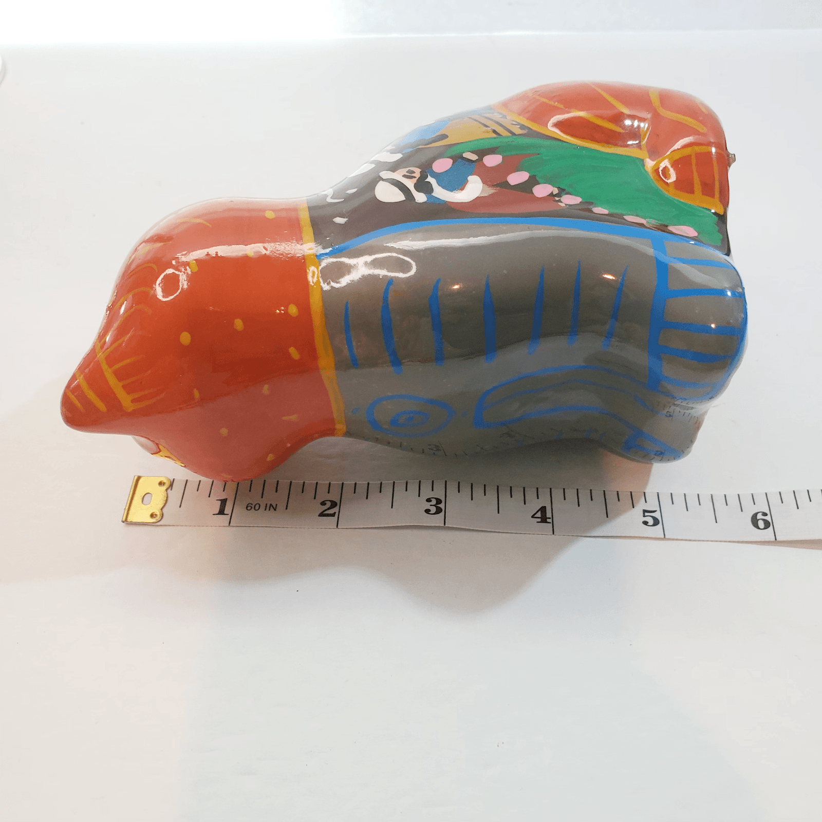 Mexican Folk Art Clay Pottery Hand Painted Glazed Village Cat Kitten Figurine 5" - Thumbnail 7