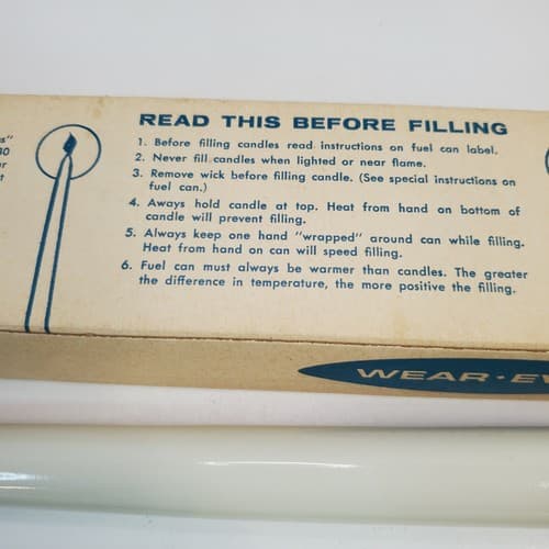 Vintage Wear-Ever Gas Lite 15" Candles Mid Century Modern MCM Pair w/ Box White - Thumbnail 7