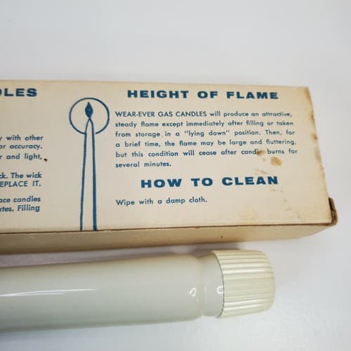 Vintage Wear-Ever Gas Lite 15" Candles Mid Century Modern MCM Pair w/ Box White - Thumbnail 9