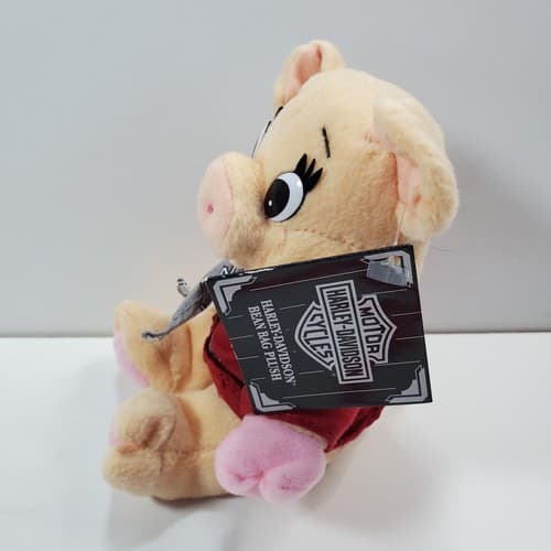 Vintage 1997 Harley Davidson RACER Hog Pig Bean Bag Plush Stuffed Animal Toy - Thumbnail 5