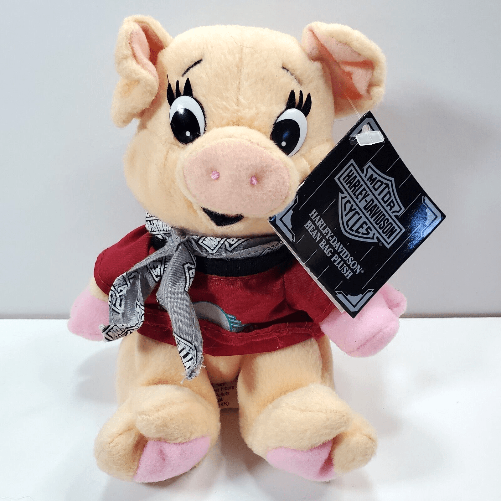 Vintage 1997 Harley Davidson RACER Hog Pig Bean Bag Plush Stuffed Animal Toy