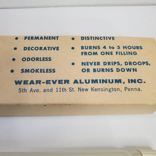 Vintage Wear-Ever Gas Lite 15" Candles Mid Century Modern MCM Pair w/ Box White - Thumbnail 4